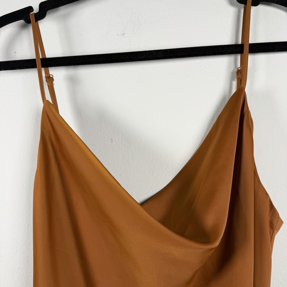 Urban Outfitters Cowl neck Brown slip tank dress Med Adjustable Cocktail Short - Picture 10 of 15
